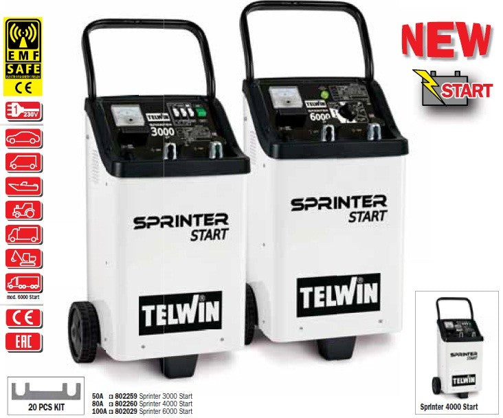 CARICABATTERIA/AVVIATORE TELWIN SPRINTER 3000 12+24 V200/300/700 AH
