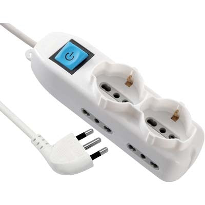 MULTIPRESA BIPASSO + SCHUKO + INT.LUM ELECTRALINE BIANCO POSTI 6 2P+T 16A N°XMMQ 3X1,5 MT 1,5