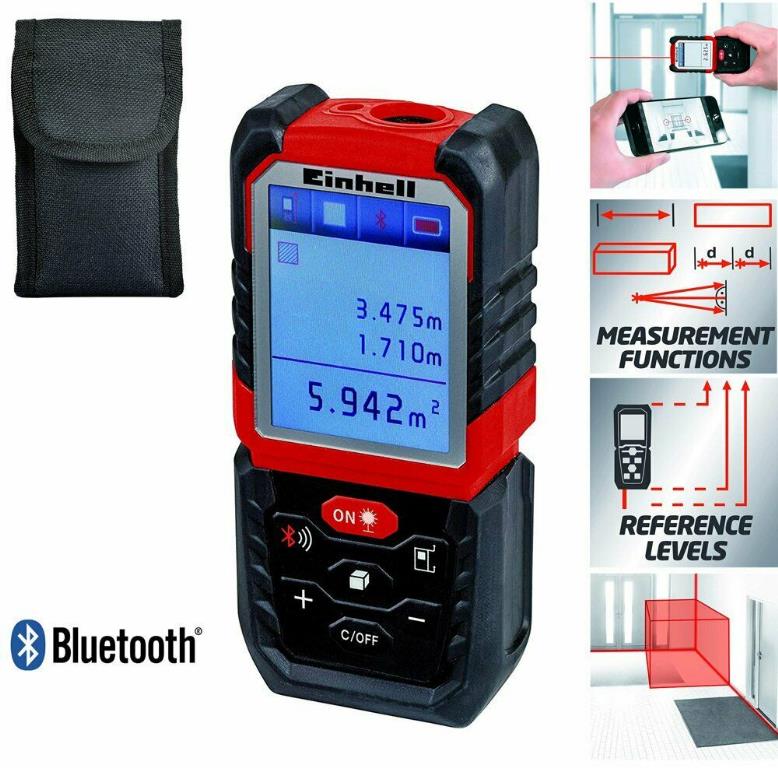 MISURATORE LASER TE-LD 60 CAMPO DI MISURAZIONE DA 0,05M -60 M COMPATIBILE CON APP EINHELL