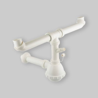 SIFONE LAVELLO 2 VIE CON ATTACCO LAVATRICE SENZA PILETTE