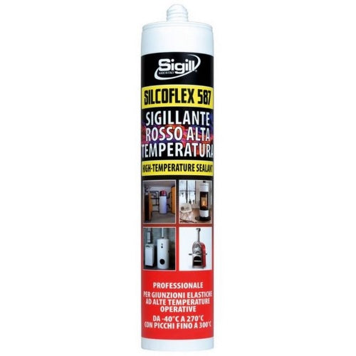 SILICONE ACETICO ALTE TEMPERATURE ROSSO 300 ML SICOFLEX 587