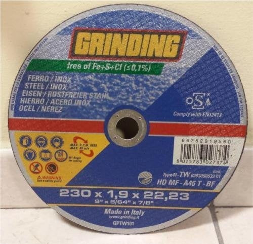 DISCO INOX 230 X 1,9 A46T HDMF GRINDING BLU