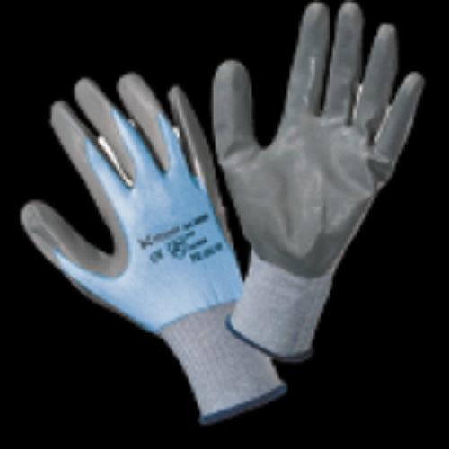 GUNATI IN NYLON AZZURRO SPALMATO NITRILE GRIGIO AB37 TOP  TAGLIA 10