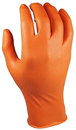 GUANTI MONOUSO NITRILE ARANCIONE DIAMANTATO TG.XL CONFEZIONE 50 PZ