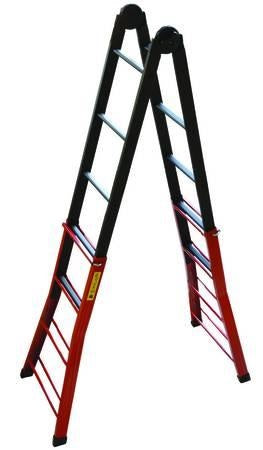 SCALA ACCIAIO TELESCOPICA "PHENOMENA" IN ACCIAIO ACAL 100  4+4 gr.- altezza max cm.390h.- Kg.12