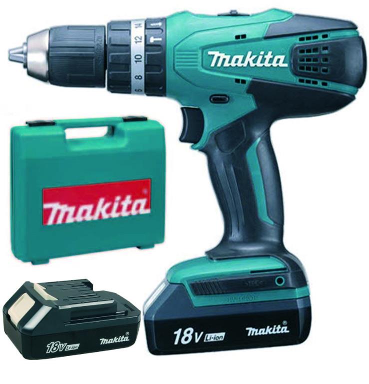 TRAPANO AVVITATORE CON PERCUSSIONE 18 VOLT 1,5 AH MAKITA HP457DWE