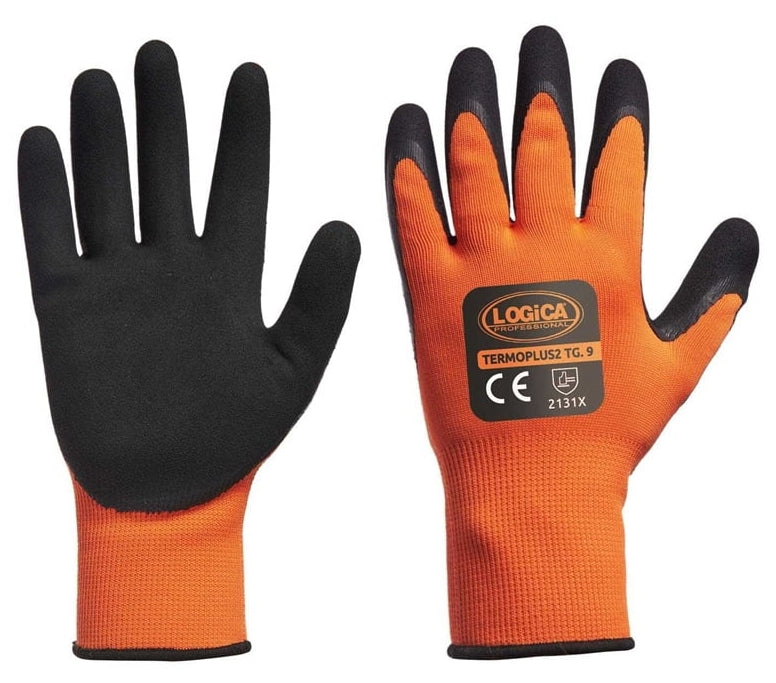 GUANTI DA LAVORO INVERNALI TG. 9 IN POLIESTERE CON SPALMATURA IN SCHIUMA DI LATTICE RUGOSA TERMOPLUS 2