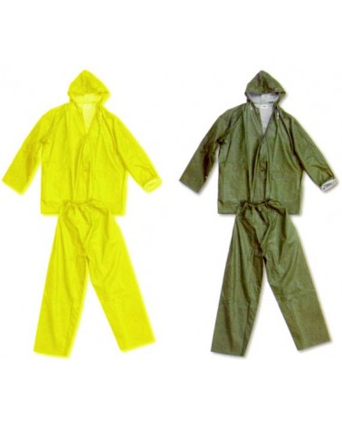 IMPERMEABILE COMPLETO GIACCA E PANTALONE PVC VERDE XXL