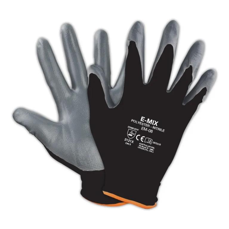 GUANTI POLIESTERE NERO SPALMATO NITRILE TAGLIA 11