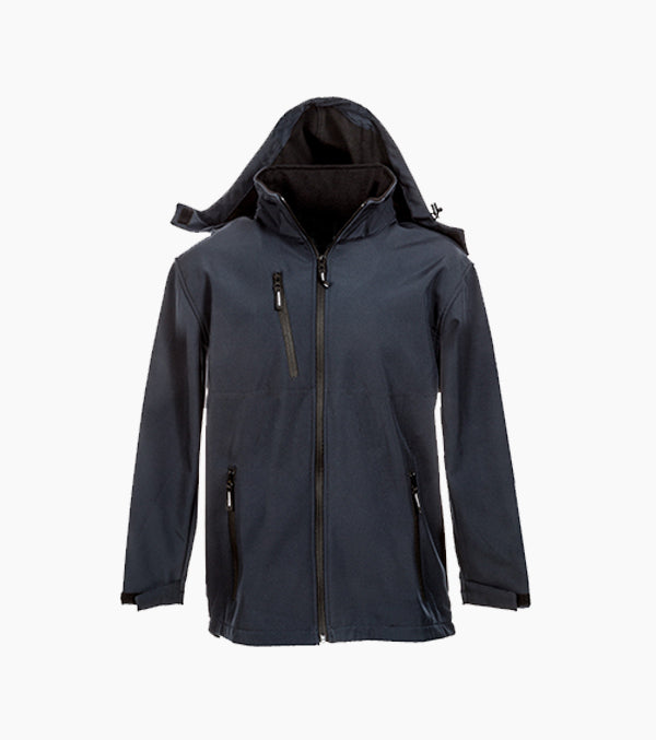GIACCA SOFTSHELL CON CAPPUCCIO STACCABILE TAGLIA XXL  INTERNO IN PILE BLU SCURO 954S