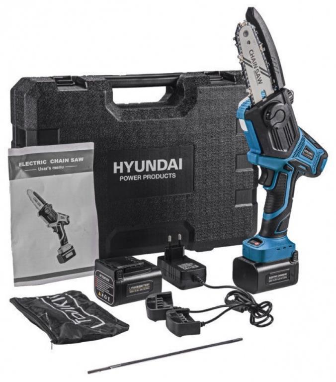 SEGA POTATURA A BATTERIA 18 V HYUNDAI 35516 CON 2 BATTERIE A LITIO ( 2 AH +  4 AH) CON POMPA OLIO