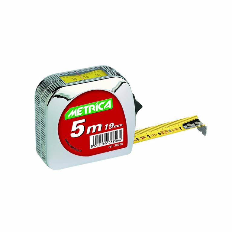 FLESSOMETRO 5 MT 19MM CON FINESTRA X LETTURA MISURE INTERNE CASSA CROMATA MOD. JUST-IN 38206