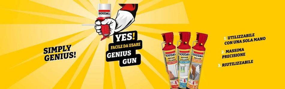 SCHIUMA ESPANSA POLIURETANICA MANUALE CON APPLICATORE GENIUS GUN 750 ml SOUDAL