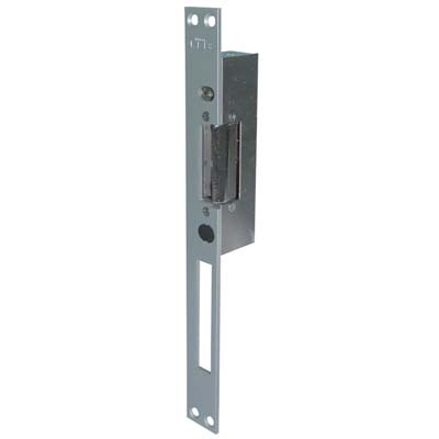 INCONTRO ELETTRICO 6200/1 YALETensione 8/12V. Con sganciamento permanente, fermo a giorno e frontale LUNGO. Frontale argento bordo quadro da Mm. 25x2