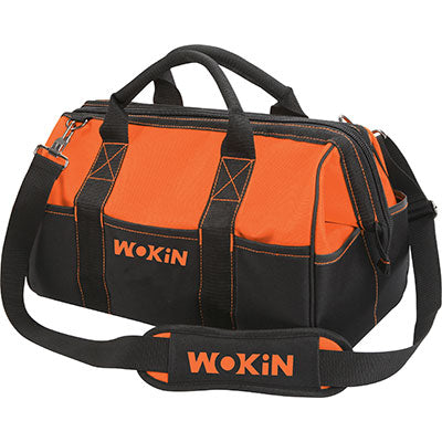 BORSA PORTAUTENSILI SEMIRIGIDA 17 906017 WOKINIn nylon. Con maniglie e tracolla per il trasporto. Base semirigida. Facile apertura e chiusura della b