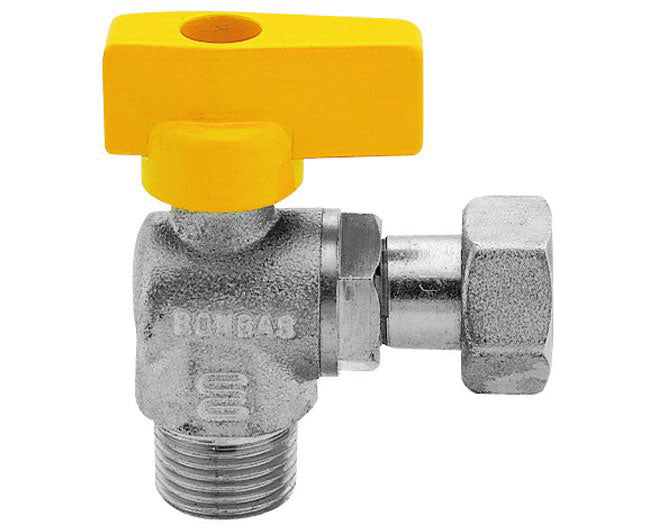 VALVOLA FARFALLA PER  GAS A SQUADRO  CON GIRELLO 3/4 M X 3/4 F