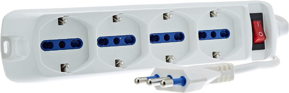 MULTIPRESA 4 POSTI CON INTERUTTORE LUMINOSO E CAVO DA 1,4 MT BIANCO BRENNENSTUNHL 1150739124