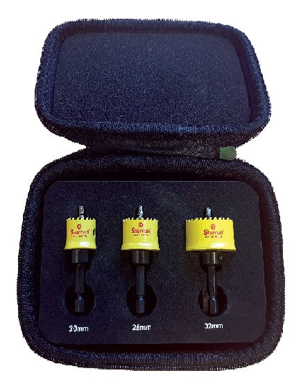 SET SEGHE A TAZZA BIMETALLICHE PER ELETTRICISTA CON BORDO D'ARRESTO STARRET KCS03001