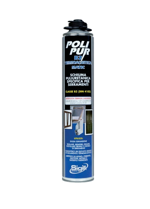 SCHIUMA POLIURETANICA PER SERRAMENTI TERMOACUSTICA B2 MATIC PER PISTOLA BOMBOLA DA 750 ml