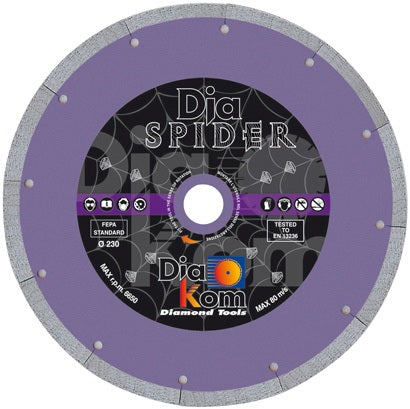 DISCO DIAMANTATO DIACER SPIDER DIAKOM CORONA CONTINUA  H 7,5 MM D. 115 MM GRESS