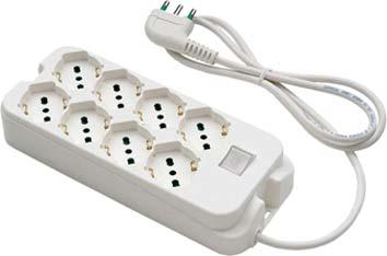 MULTIPRESA 8P 10A-16A+T+SCHUKO CAVO 3X1,5 M T1,5