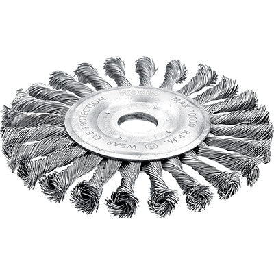 SPAZZOLA ACCIAIO RITORTO + FORO 7706 WOKIN MM 125 F.MM 22,2 770605