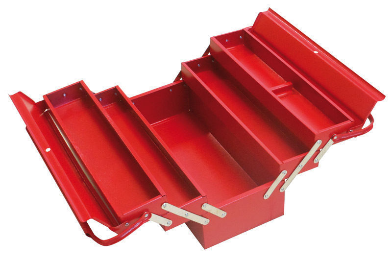 CASSETTA PORTA ATTREZZI 5 SCOMPARTI IN METALLO TIPO LUNGO  53X21X21