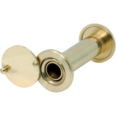 SPIONCINO GRANDANGOLO PORTE POTENT FINITURA OTTONE LUCIDO F.MM 14 L.MM 70/120 A vista grandangolare a 180°