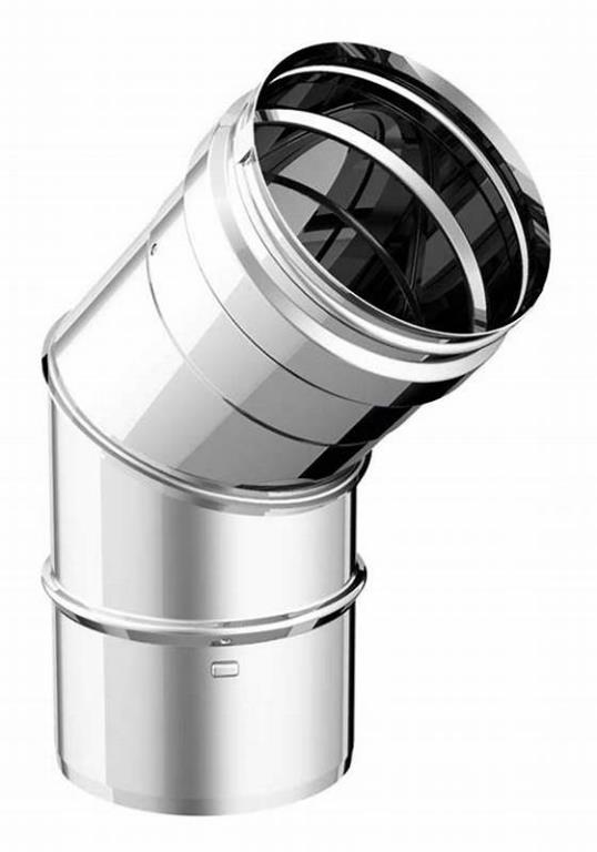 GOMITO PER STUFA PELLET ACCIAIO INOX 45°  100