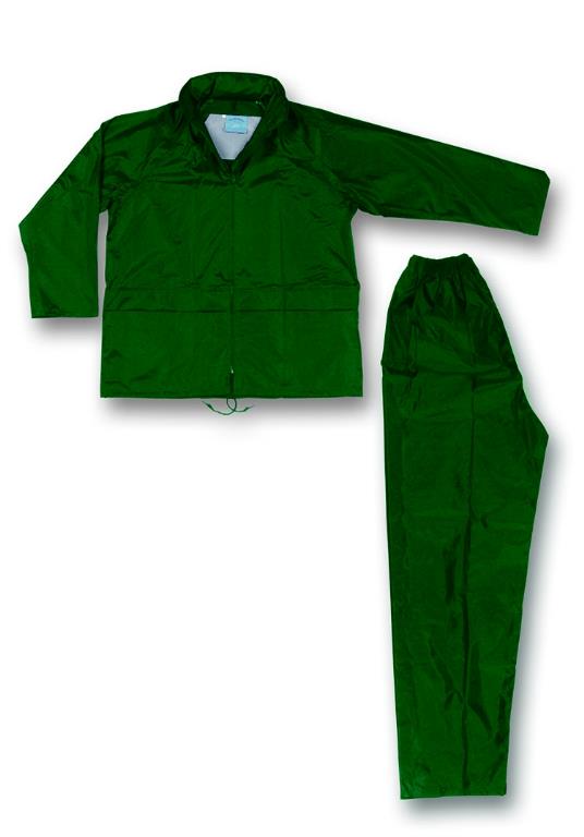 IMPERMEABILE GIACCA E PANTALONE TAGLIA XL  NYLON/PVC VERDE
