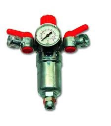 RIDUTTORE PRESSIONE COMPRESSORE MICRO 1/2  CON DOPPIO RUBINETTO A LEVA E FILTRO