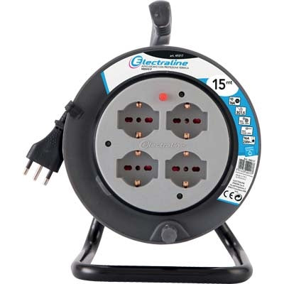 AVVOLGICAVO BRICOLAGE ELECTRALINE 2P+T 16A BIPASSO SCHUKO X4 N°XMMQ 3X1,5 MT 15