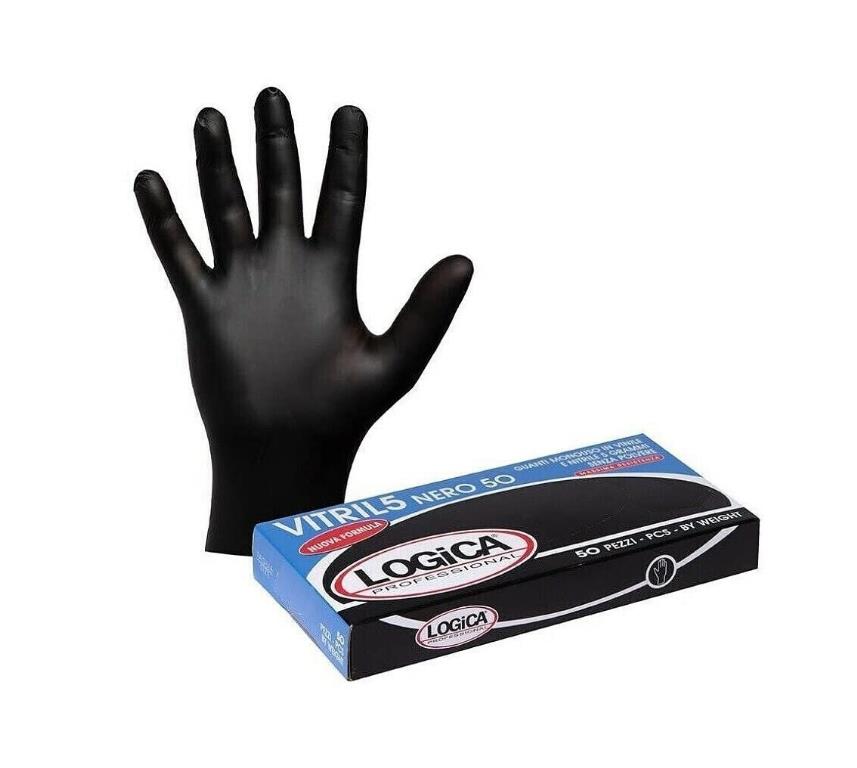 GUANTI MONOUSO NERO IN VINILE E NITRILE TAGLI M SENZA POLVERE PESO 5 GR CAT III CONFEZIONE 50 PZ VITRIL5N