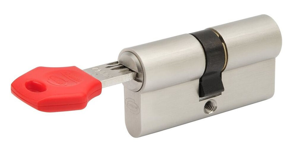 CILINDRO EUROPEO 5CH. OTTONE CROM. SATIN. 70 MM 35+35