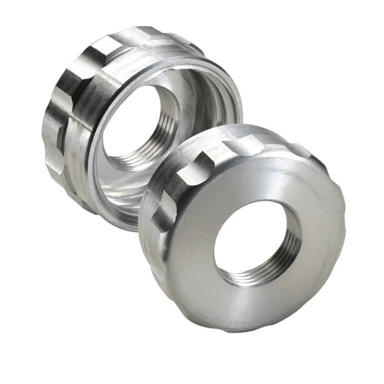 Adattatore in alluminio per cisterne tipo cubo da 1000 lt da filetto grande mm 60 a filetto idraulico 1"