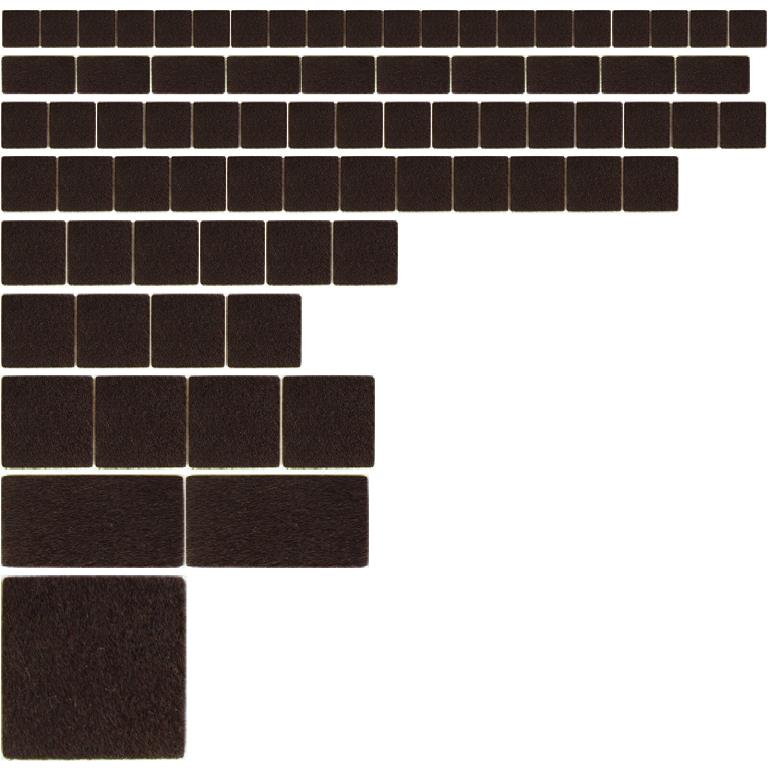 FELTRINI ADESESIVI QUADRATI 20X20 MARRONE CONF.10PZ